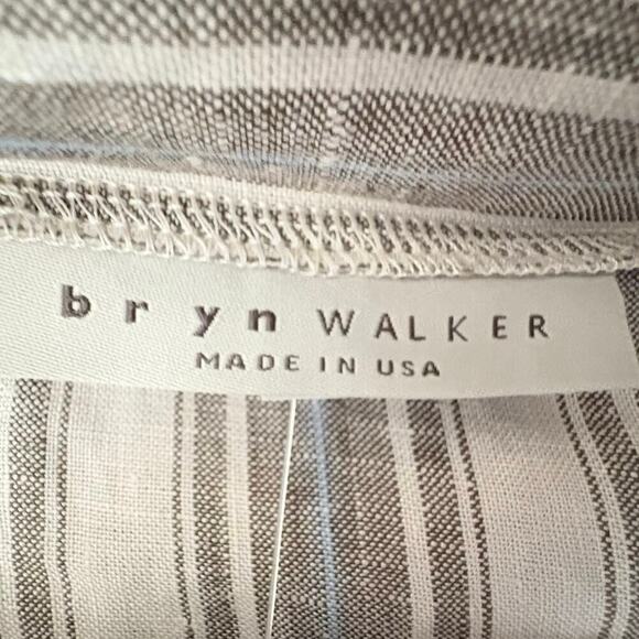 Bryn Walker 100% Linen Cowl Neck Blouse Women’s Sz L Striped Natural Top NWT - Picture 6 of 10